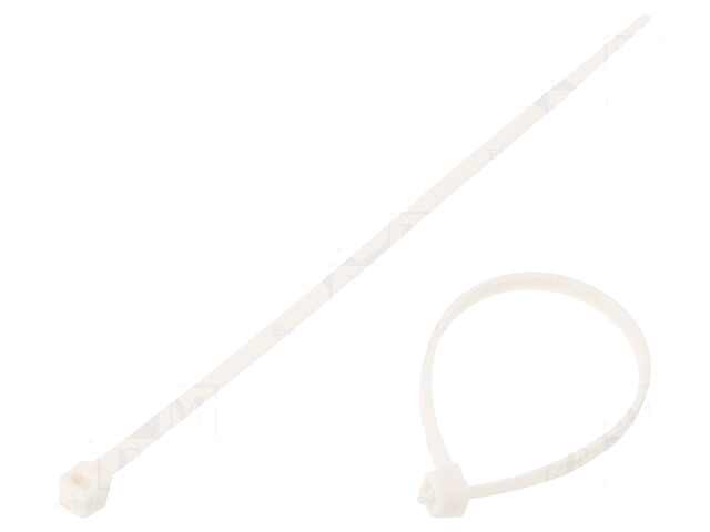 Kabelbinder; L: 100mm; W: 2,5mm; polyamide; 80N; wit; Ømax: 20,5mm Kabelbinder; L: 100mm; W: 2,5mm; polyamide; 80N; wit; Ømax: 20,5mm